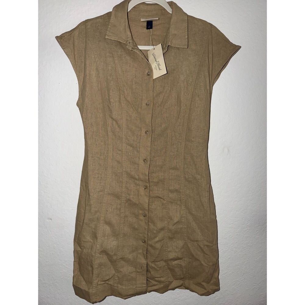 Universal Thread Linen Rayon Tan Button-Up Shirt Dress S NWT Summer Chic